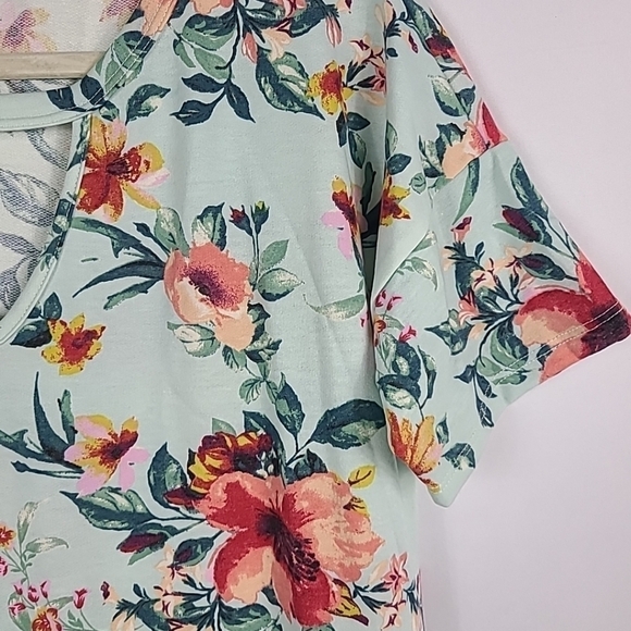 NEW Viamor Women's Mint Watercolor Floral Short Sleeve Dress w/ Pockets Sz M - Picture 3 of 9